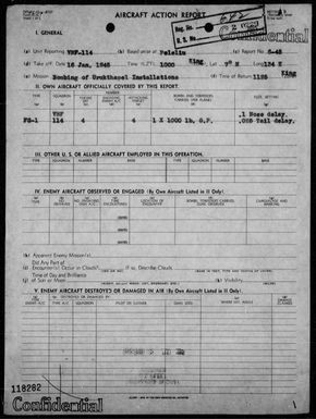VMF-114 - ACA eps nos 6-10 - Bombing & strafing targets in the Yap Area, Carolines & the Palau Is 1/16-23/45