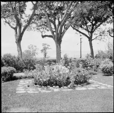 Clamshell birdbath in the front yard of the Chinnery's house, Malaguna Road, Rabaul, New Guinea, ca. 1936 / Sarah Chinnery