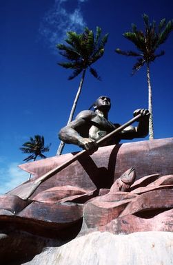 A view of a monument on the island