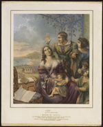 Pomare, Queen of Tahiti, the persecuted Christian surrounded by her family at the afflictive moment when the French forces were landing / designed [and] printed in oil by G. Baxter, patentee