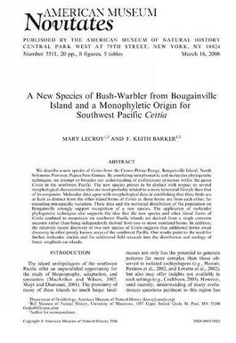 A new species of bush-warbler from Bougainville Island and a monophyletic origin for southwest Pacific Cettia