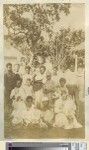 Mission children with nurses at synod meeting, Vanuatu, 1891