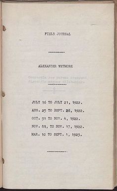 Field journal, eastern and north central United States, California, Hawaii, and Midway and Wake Islands, 1922-1923