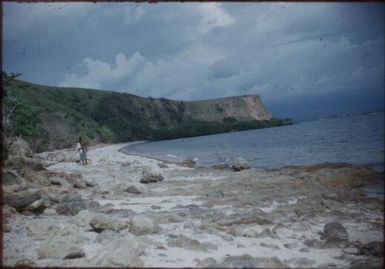 Beaches near Port Moresby, a man is walking along : Papua New Guinea, 1953 / Terence and Margaret Spencer