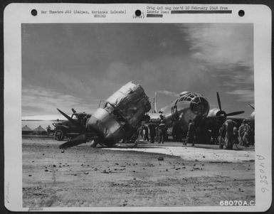 Wrecked Boeing B-29 "Superfortresses"' On Saipan, Marianas Islands. (U.S. Air Force Number 68070AC)