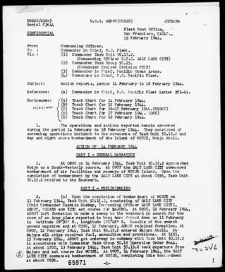 USS ABBOT - Act Reports, 2/14-18/44, Marshall Islands