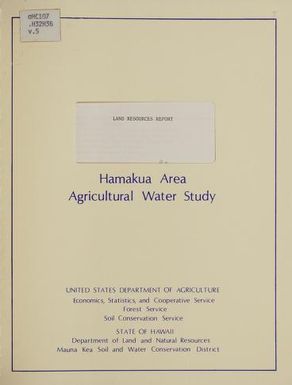Hamakua area agricultural water study : main report