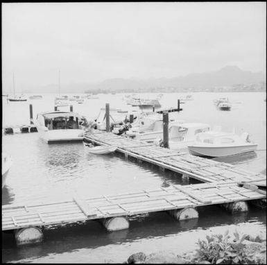 Boats and sailboats at pier, Suva, Fiji, 1966 / Michael Terry