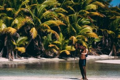 Man with rod, Atafu, Tokelau