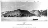 Drawing of Sitka, Alaska and surrounding mountains, 1869