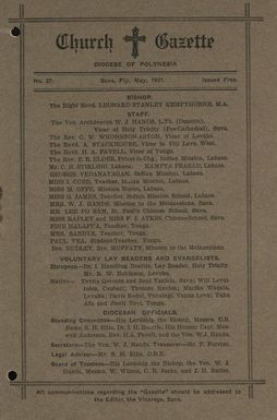 Church Gazette, Polynesia: May 1931