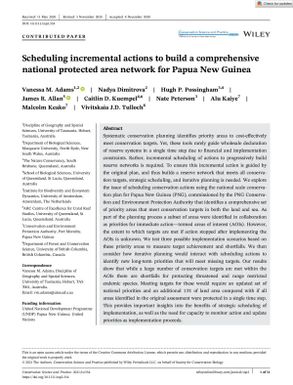 Scheduling incremental actions to build a comprehensive national protected area network for Papua New Guinea