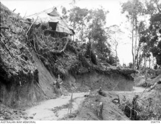 BULLDOG ROAD, NEW GUINEA, 1943-07-17. BENCHED ROAD ONE AND A HALF MILES ABOVE BANNON'S LOOKOUT