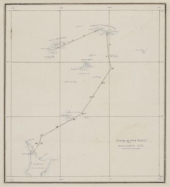 Map of North Island of New Zealand, Samoa and Fiji
