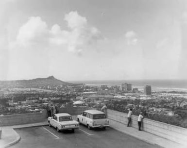 Scenic view of Honolulu, Hawaii from trip to Japan, 1961
