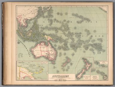 Australien. (insets) Kaiser Wilhelm Land and Bismark Archipel. Neu Sealand. Hawaii Archipelagus. Tahiti Archipelagus.