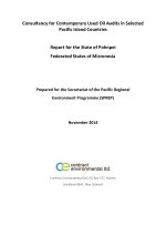 Consultancy for Contemporary Used oil audits in selected Pacific Island Countries.Report for the State of Pohnpei, Federated States of Micronesia.