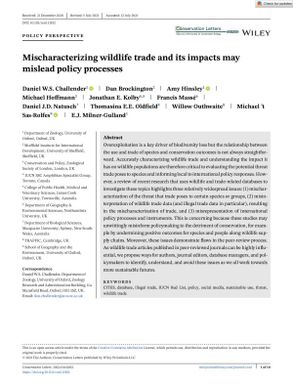 Mischaracterizing Wildlife Trade and its Impacts may Mislead Policy Processes