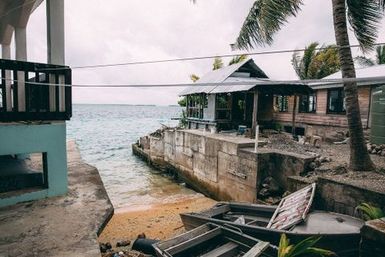 Wharf out to sea, Fakaofo, Tokelau