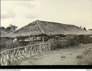 Lae, New Guinea. 1945-04-45. Exterior view of the Australian Army Medical Womens' Service Officers Mess at the 2/7th Australian General Hospital