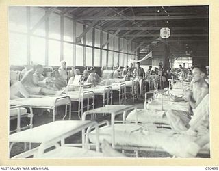 EGGY'S CORNER, PORT MORESBY AREA, PAPUA, 1944-02-19. THE INTERIOR OF THE OFFICERS' WARD AT THE 2/1ST GENERAL HOSPITAL, WHICH CONTAINS 60 BEDS