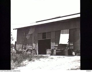 BOMANA, NEW GUINEA. 1943-11-08. THE BOMANA PUMPING STATION WHICH SUPPLIES PORT MORESBY AND THE SURROUNDING AREAS WITH WATER. THIS STATION DRAWS THE WATER FROM THE LALOKI RIVER, PUMPS IT TWELVE ..