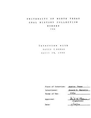 Oral History Interview with David Thomas, April 28, 1990