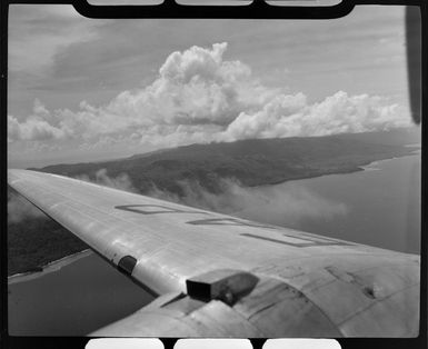 Flying over the coast of New Ireland, Papua New Guinea