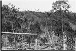 Wanuma-Kurum: garden and distant view of village on hilltop