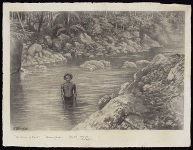 Sandys, Edward Roper Stapleton, b 1845 :The river of gold, Vanua Lava. Banks' Islands, S. Pacific. [ca 1888-1889]