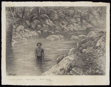 Sandys, Edward Roper Stapleton, b 1845 :The river of gold, Vanua Lava. Banks' Islands, S. Pacific. [ca 1888-1889]