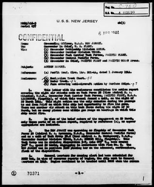 USS NEW JERSY - AA Act Rep, 3/29-30/44, Palau Is