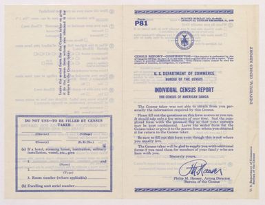 Sample Blank 1950 Census Schedule - Form P81, Individual Census Report, 1950 Census of American Samoa