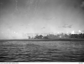 PORTON PLANTATION, SORAKEN AREA, BOUGAINVILLE, 1945-06-09. THE "DUNKIRK" OF A COMPANY 31/51 INFANTRY BATTALION WHO WITH A PLATOON FROM C COMPANY REQUIRED RESCUE FROM THE BEACHHEAD AFTER AN ..
