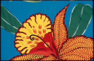 Tivaevae tataura, cattleya orchid pattern, by Parau Taruia (detail)