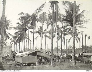 ALEXISHAFEN NORTH, NEW GUINEA, 1944-08-30. A SECTION OF THE MEN'S LINES AT HEADQUARTERS, 8TH INFANTRY BRIGADE