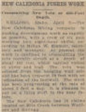 New calidonia pushes work. Northwest history. Mining. Developments. 1921-04-10