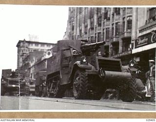 MELBOURNE, AUSTRALIA. 1943-02-22. ARMOURED CARS OF THE U.S. MARINE CORPS THAT TOOK PART IN A BIG PARADE IN WHICH A LARGE UNIT OF THE MARINE CORPS WHO HAD FOUGHT IN GUADALCANAL MARCHED THROUGH THE ..