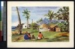 Painting of a family near the ocean, Poum, New Caledonia, ca.1900-1930