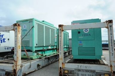 Demobilized FEMA generators staged at the Saipan Port after being put to use on the island of Saipan after Typhoon Soudelor clobbered the area back in Augusts, 2015. These generators were installed at key facilities by the United States Army Corps of Engineers to keep lights and power on while a longer term solution was in the works.