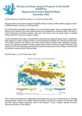 Regional Early Action Rainfall Watch : Monthly and seasonal Rainfall Watch: December 2022