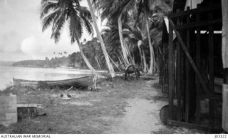 KABAKAUL, NEW GUINEA. THE BEACH IN FRONT OF THE VILLAGE WHERE TWENTY-FIVE RATINGS, UNDER LIEUTENANT BOWEN, ROYAL AUSTRALIAN NAVAL RESERVE (AN&MEF), LANDED TO LOCATE THE GERMAN WIRELESS STATION. ..