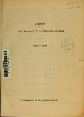 A directory to marine laboratories of the United States and Canada