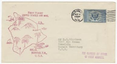 [First flight air mail cover addressed to Mr. L. G. Blackman, Honolulu, Hawaii, October 8, 1934]