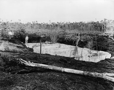 Samoa. House destroyed by lava