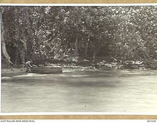 LANGEMAK BAY, NEW GUINEA. 1943-12-11. A NARROW STRIP OF BEACH ON THE SOUTHERN SIDE OF LANGEMAK BAY