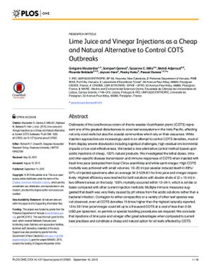 Lime juice and vinegar injections as a cheap and natural alternative to control COTS outbreaks