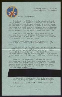 [Letter from Antone Bruns to Otha Lee Bruns - July 29, 1944]