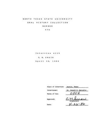 Oral History Interview with C. N. Swain, April 26, 1986