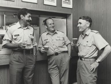 Epeli Nailatikau having a beer with Captain John Opie and Captain Ray Wilson, Queenscliff, Victoria, 1976 / John McKinnon